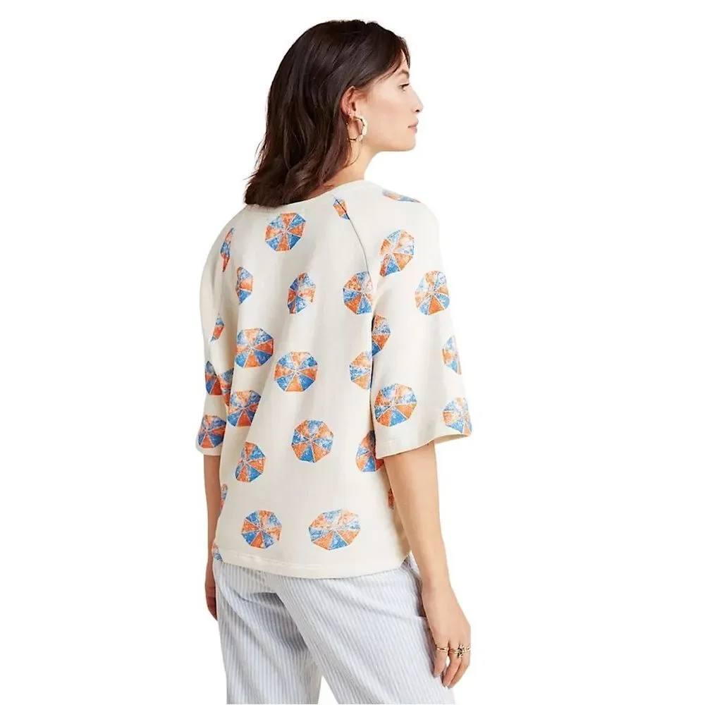 Eva Franco Anthropologie Beach Umbrella Pullover Sweatshirt Top Large NWT